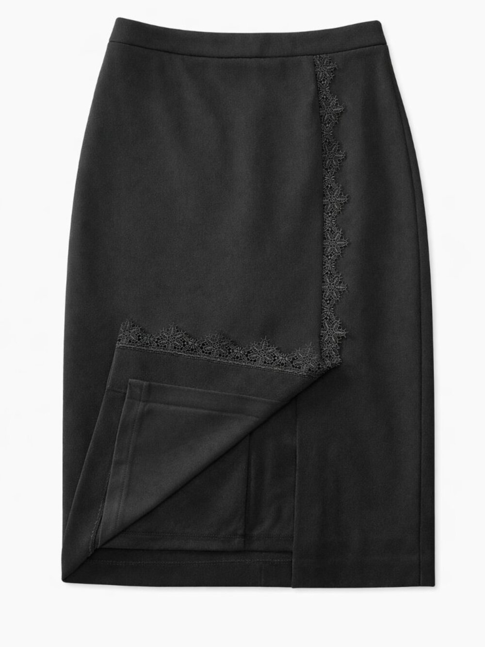 Tahari Women’s Black Pencil Skirt Size 2 Lace Trim Knee Length Elegant Office Wo - Picture 5 of 5